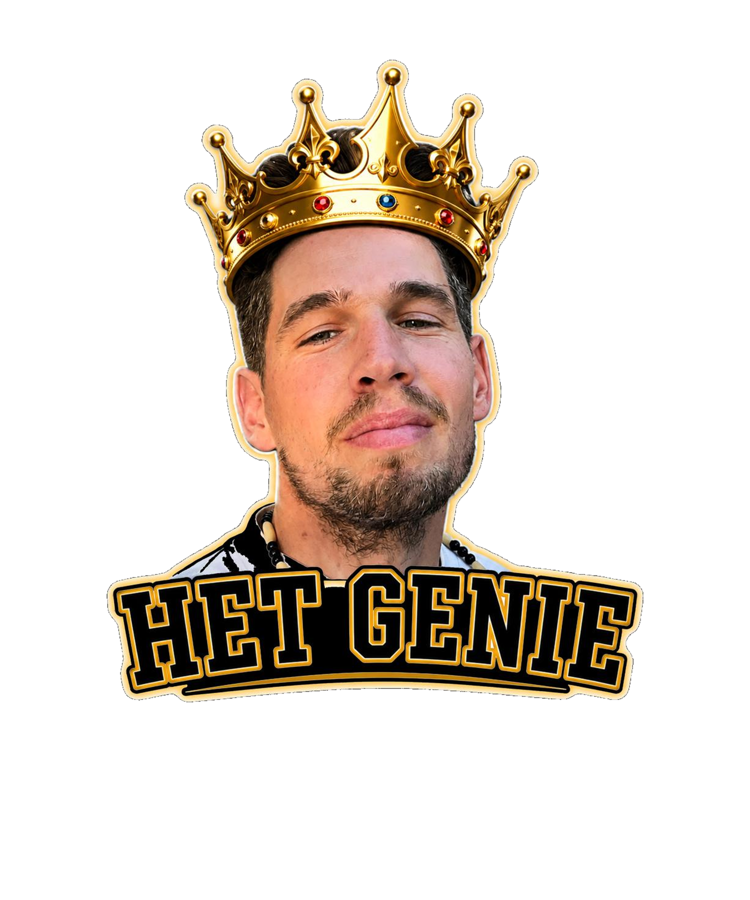 Tiemen met gouden kroon en de titel Het Genie